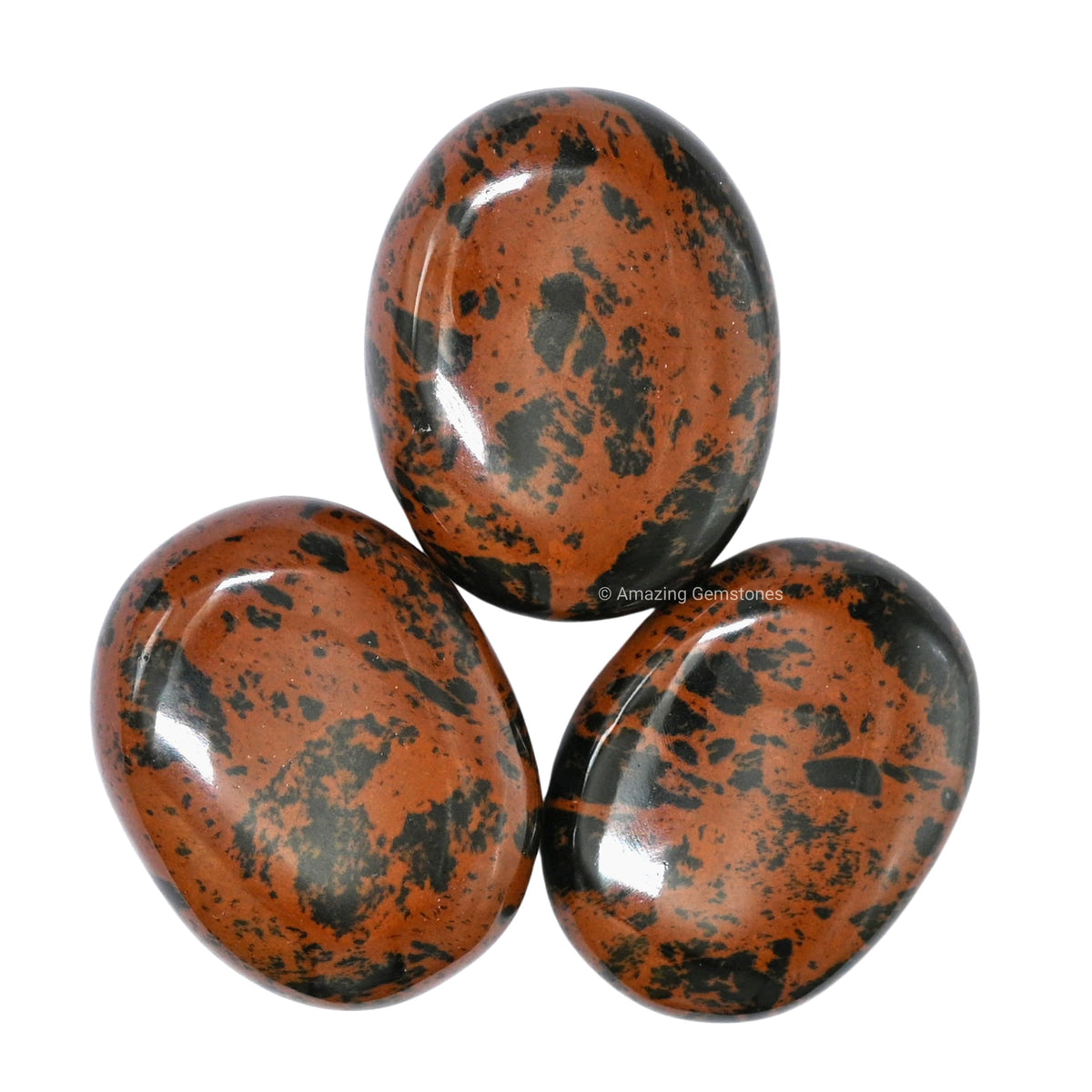 Amazing Gemstone Mahogany Obsidian Crystals and Healing Stones - Large Palm Stone Crystals Piedra - Crystal for Good Luck, Positive Energy, Meditation - Unique Stocking Stuffers Gifts for Women, Men