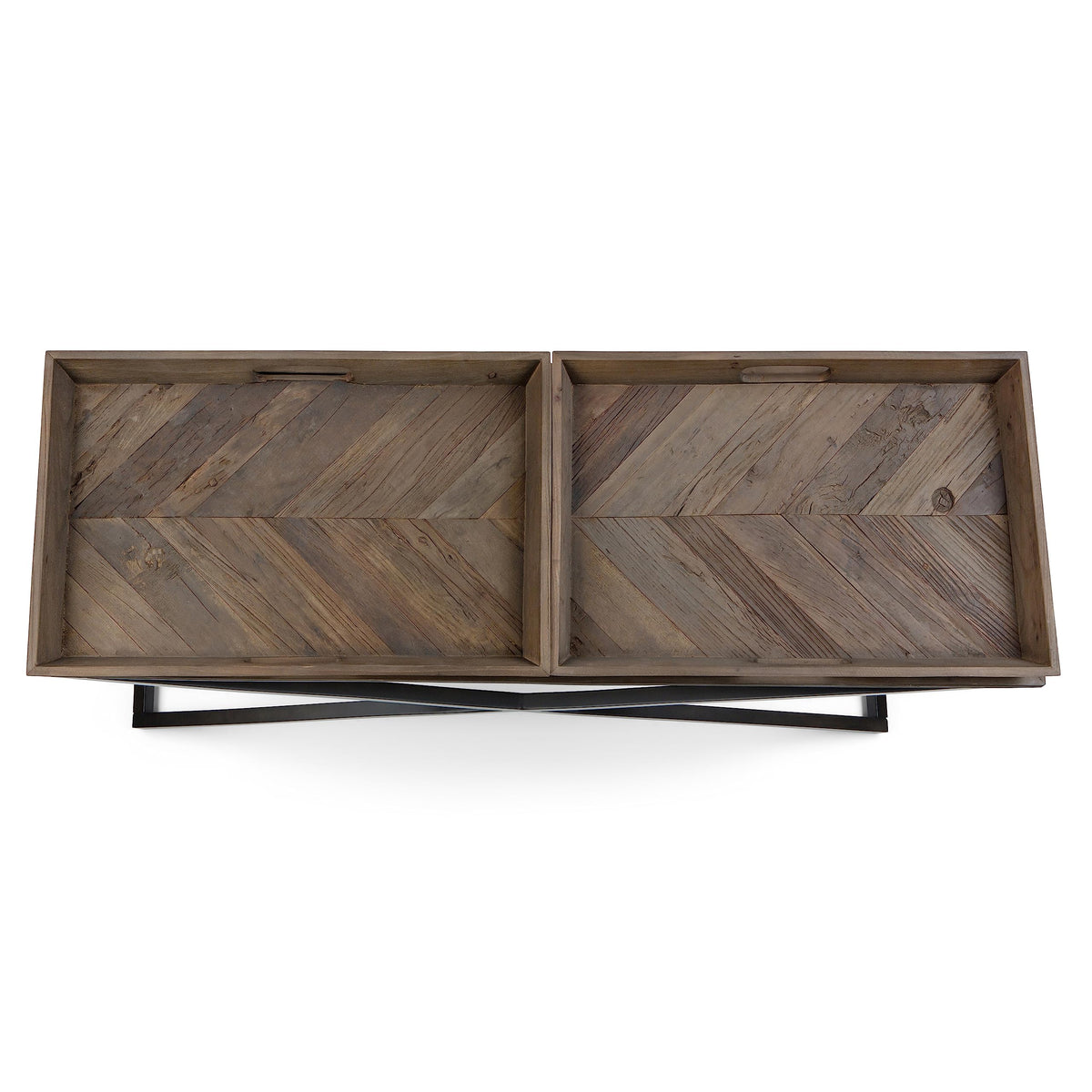 SIMPLIHOME Damien SOLID AGED ELM WOOD and Metal 50 inch Wide Modern Industrial Console Table in Distressed Natural Elm for the Living room Entryway and Bedroom