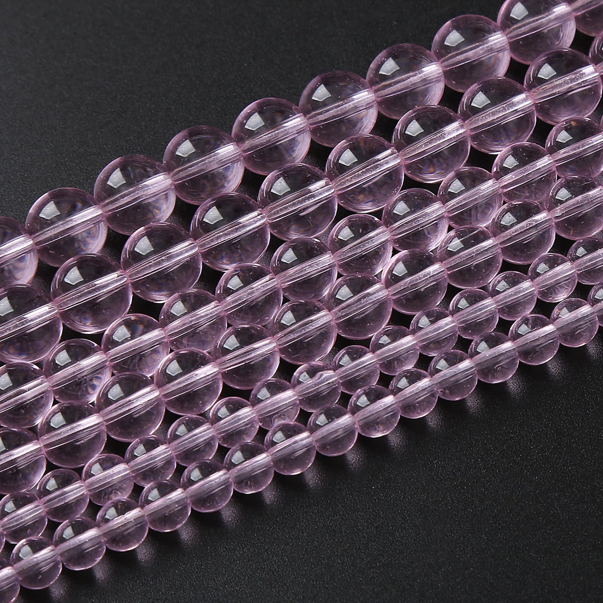 8mm 45pcs Smooth Rose Pink Glass Beads Quartz Crystal Round Loose Beads for Jewelry Making DIY Bracelet Necklace