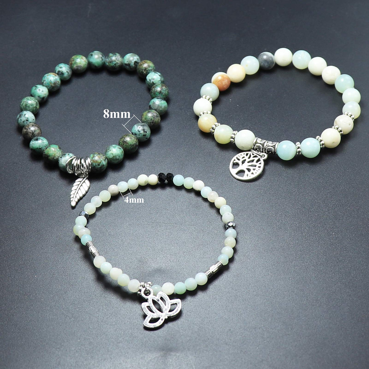 UEUC Tree of Life Yoga Healing Stone Bracelets,Multilayer Lotus Chakra Stone Reiki Bracelet Sets,Anxiety Crystal Natural Stone,for Women Stress Relief
