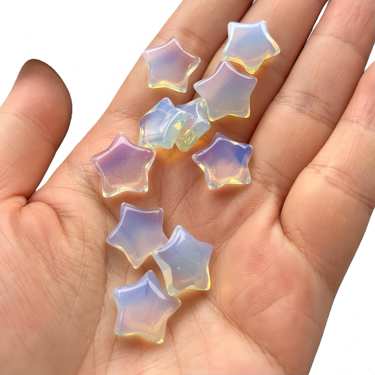 Sunshcat Synthetic Opalite10Pcs Star Shaped Thumb Crystals and Healing Stone,0.6" Haped DIY Jewelry ﻿
