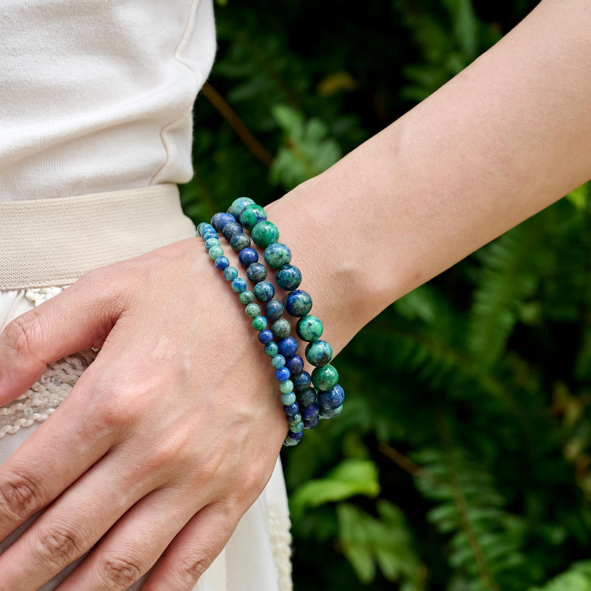 Chrysocolla-Gentle Expression-8mm Beaded Bracelets for Women Handmade Semi Precious Natural Stone Stretch Elastic Jewelry Yoga Protection Gifts