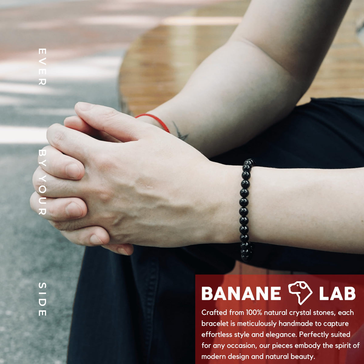 BANANE LAB Black Tourmaline Bracelet Men Women 6mm - Real Natural Protection Crystal Stretch Bracelets - 6.5" Wrist Fit with DIY Repair Kit (Elastic String & Extra Beads) - Grounding Healing Jewelry