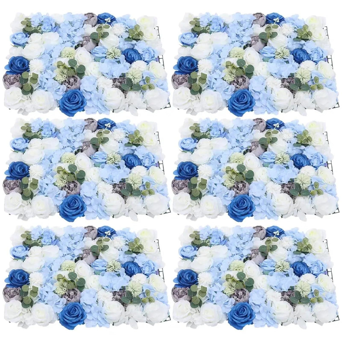 TYLPFH 6Pcs Artificial Silk Rose Flowers Wall Backdrop, Flower Panel Floral Faux Back