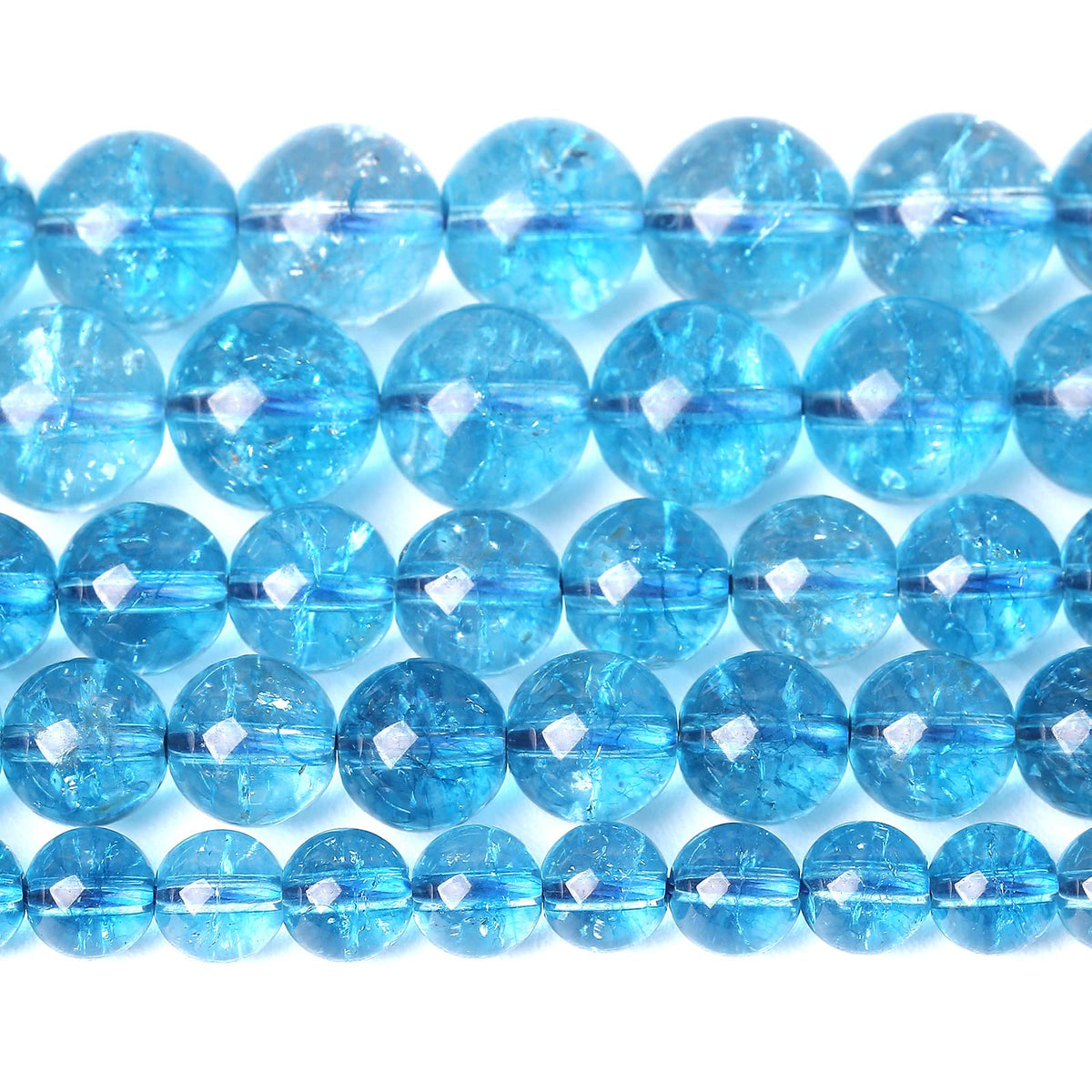 4mm 86PCS Blue Crystal Crackle Quartz Stone Spacer Round Loose Beads for Jewelry Making DIY Bracelet 15 inches Strand
