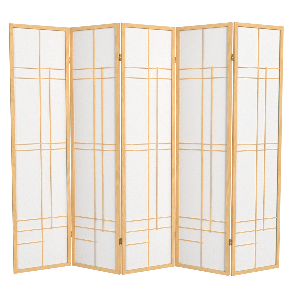 Red Lantern 6 ft. Tall Eudes Shoji Screen - Natural - 5 Panels