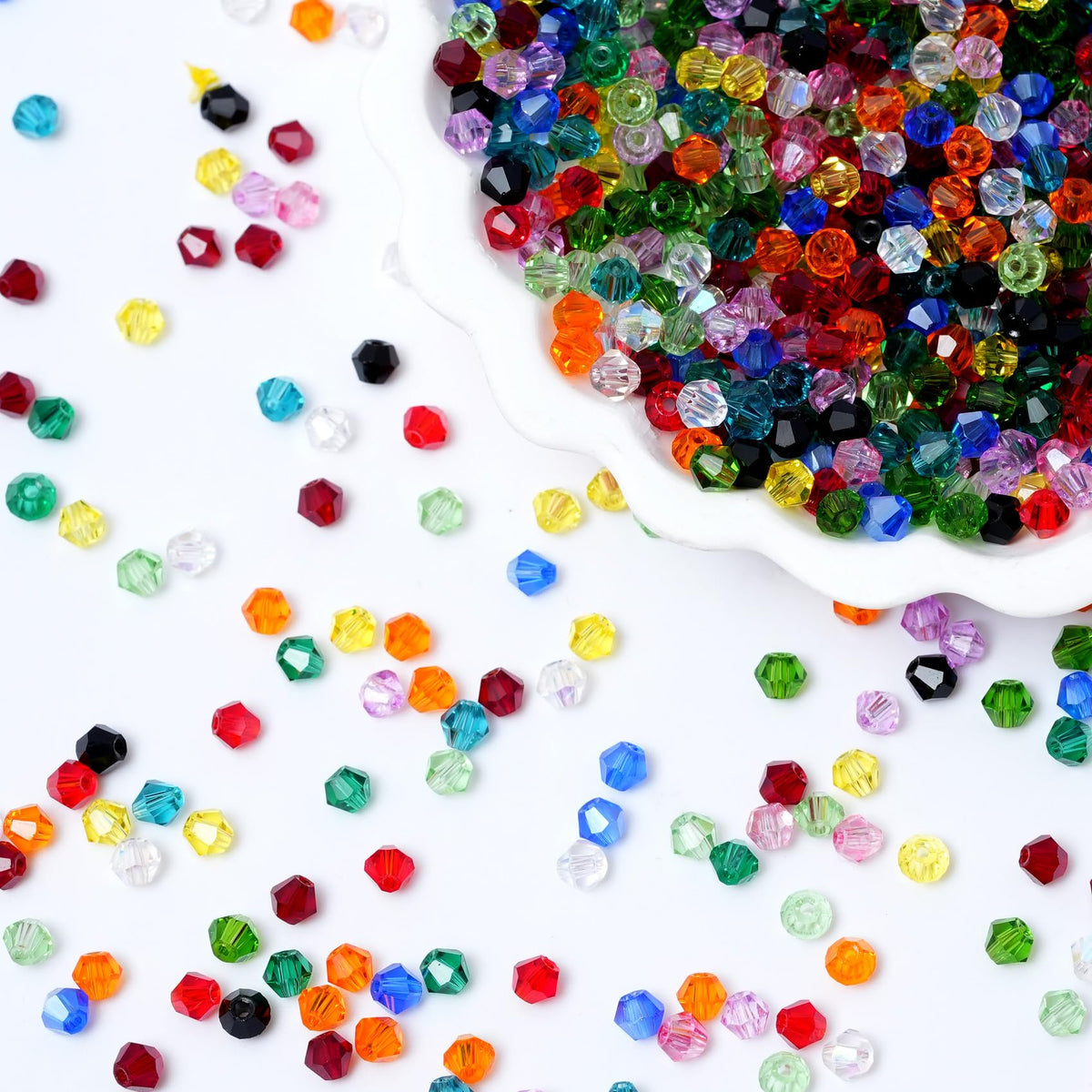 Kalumy 1000PCS Bicone Crystal Beads 4mm Glass Faceted Spacer Beads Bulk for Jewelry Making DIY Bracelets Necklace Earring Crafts (15 Colors)