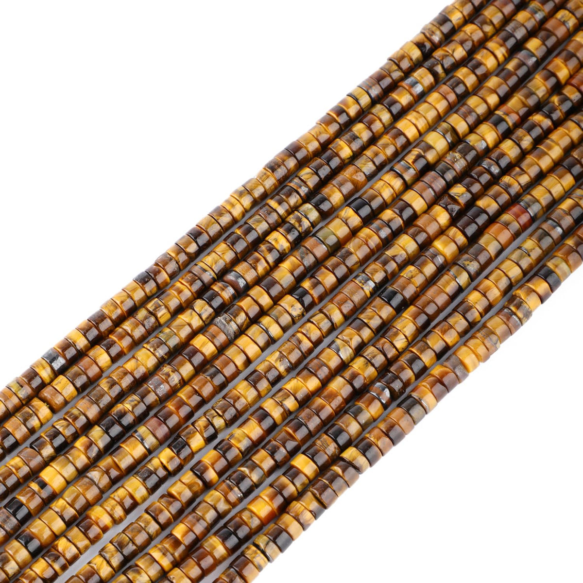 Natural Yellow Tiger's Eye Heishi Spacer Beads Loose Semi Precious Flat Round Gemstone Disc Shape Stone for Beading Jewelry Making 4x2mm 15.5"