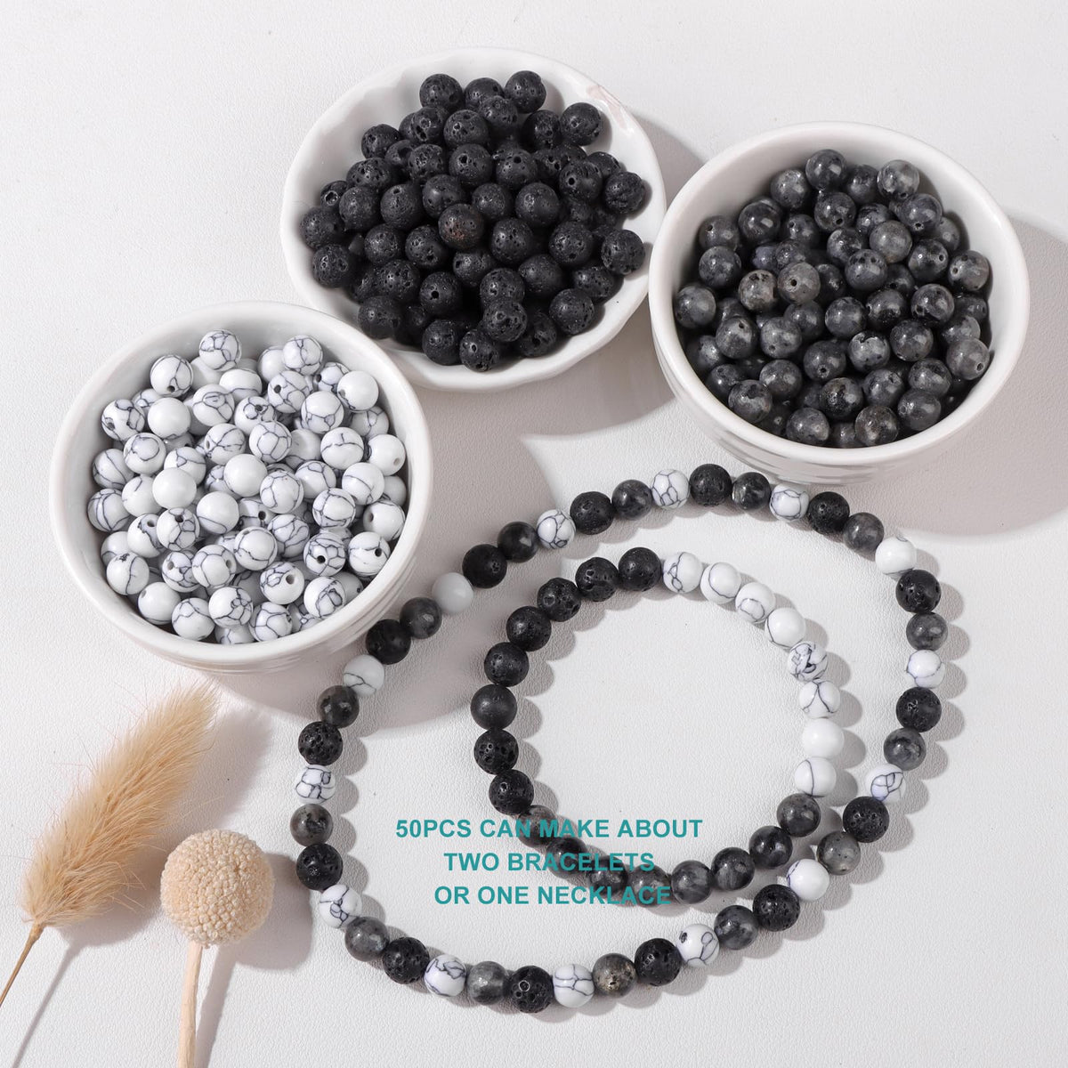 Risyfjew 50PCS 8mm Natural Labradorite Beads Gemstone Round Loose Beads for Jewelry Making Chakra Crystal Stone Beads for Bracelets Necklace Earrings Making Supplies (50pcs/Strand)