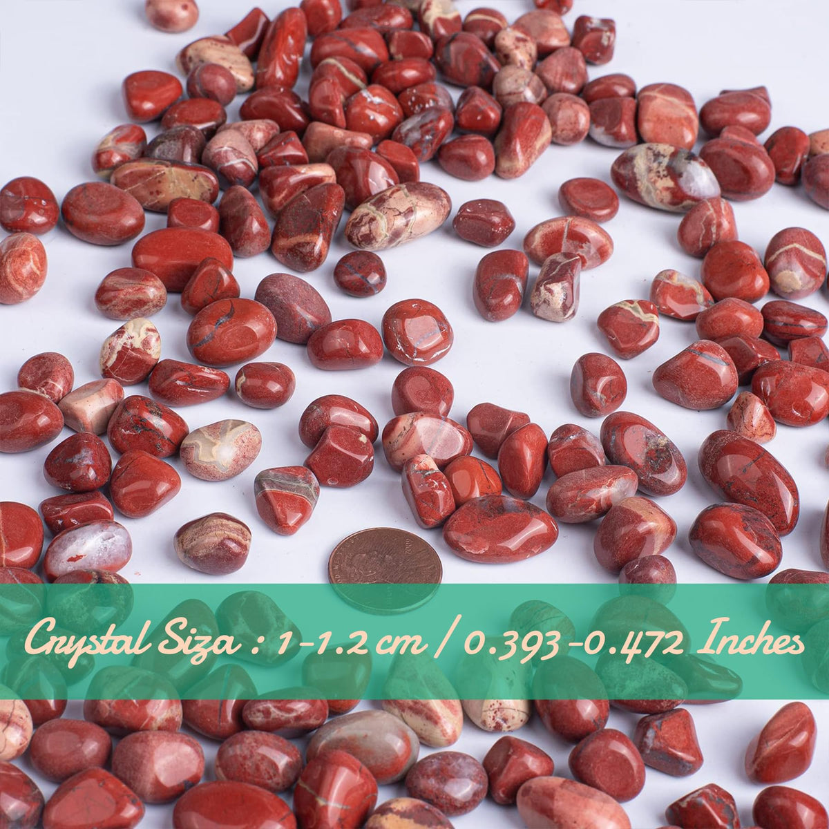 SigMntun Polished Red Jasper Crystal Chips Set, 0.4", 128 Pcs - Handpicked Tumbled Stones and Crystals Bulk for Healing, Reiki, Meditation, Witchcraft and Home Decor