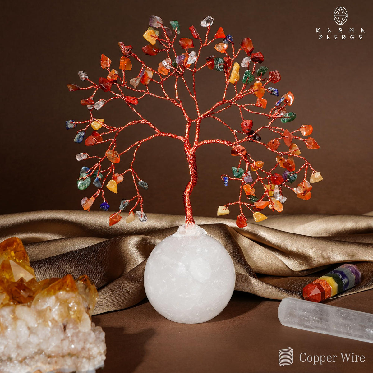 7 Chakra Crystal Tree of Life Birthday Gifts for Women, Handmade Home Decor, Office, Room Decoration, Reiki Healing Crystal Chakra Tree for Money, Positivity, Good Luck Gifts for Her, Mom & Dad