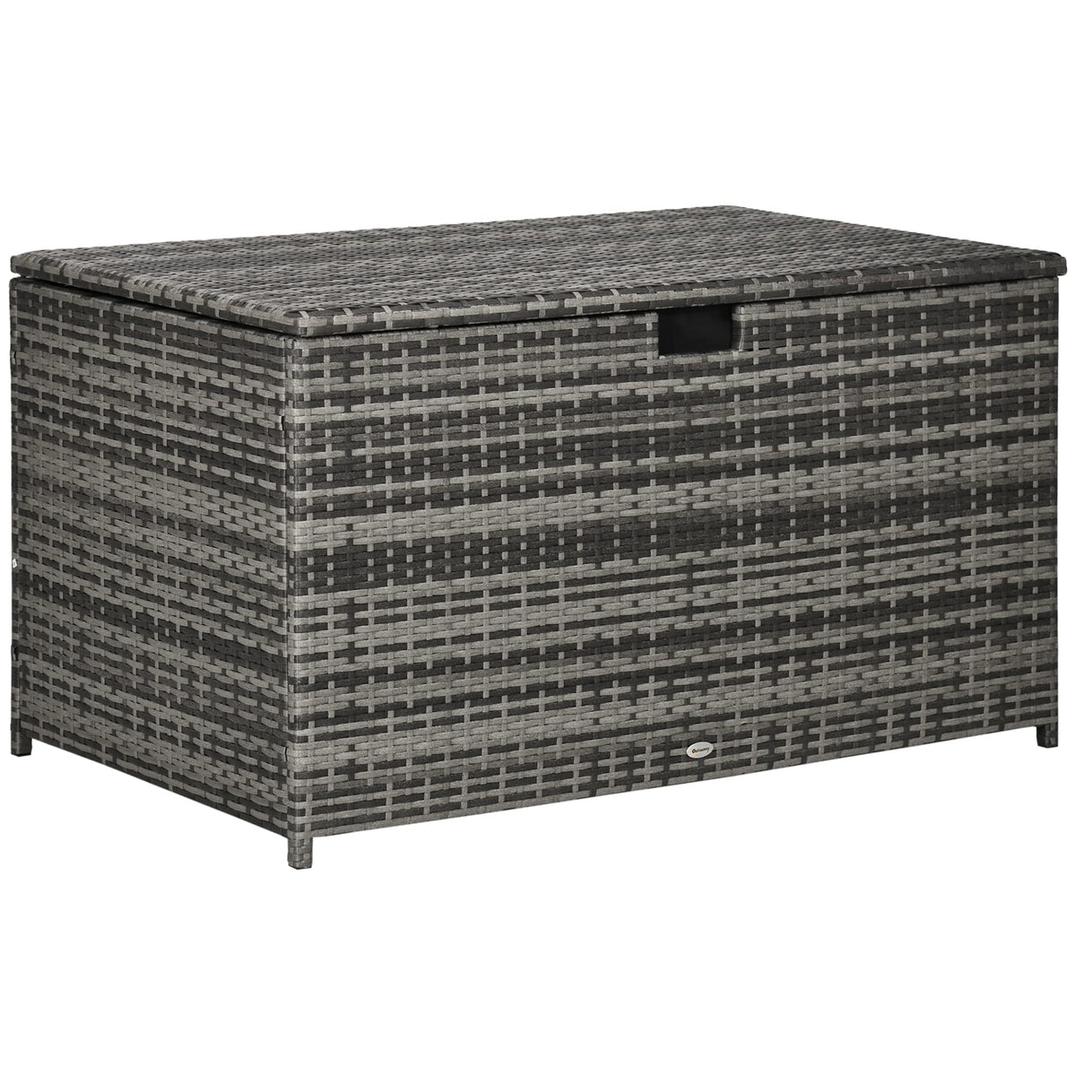 113 Gallon Deck Box, Rattan Outdoor Storage Box, Waterproof Storage Container for Indoor, Patio Furniture Cushions, Pool Supplies, Garden Tools, Dark Gray