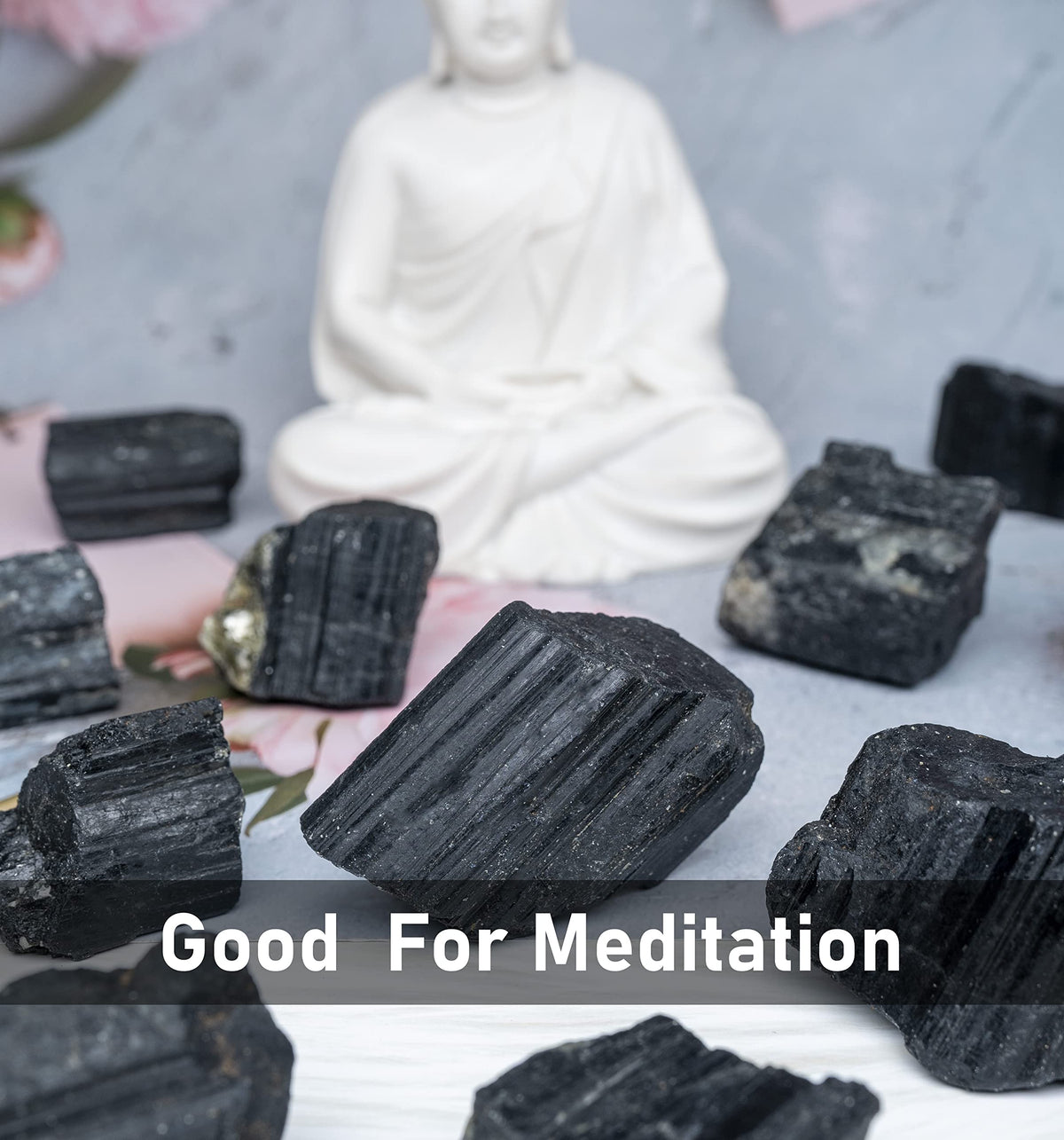 Crocon® 1LB Black Tourmaline Rough Bulk Rocks Natural Stone Spiritual Gifts Raw Gemstone Crystals and Stones Tumbling Cabbing Polishing Gem Mining Chakra Balancing Reiki Healing Home Office Décor