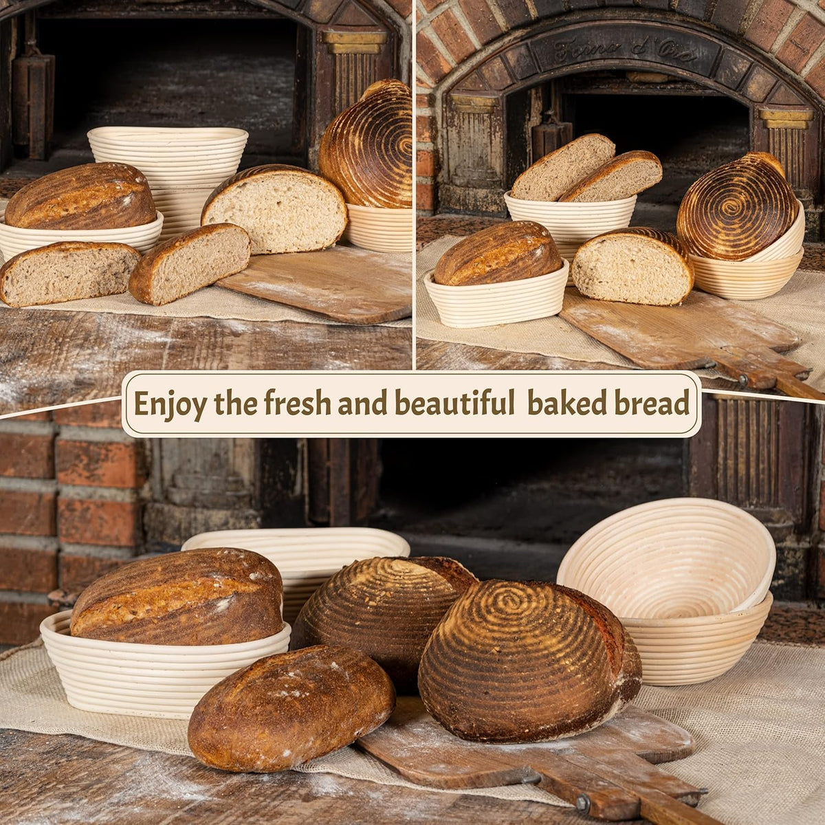 Banneton Bread Proofing Basket 2 pack 10 inch Oval Basket with Liner, Bread Proofing Basket Perfect for Professional & Home Sourdough Bread Baking, Artisan Sourdough Bread (Set of 2 pack 10" Oval)
