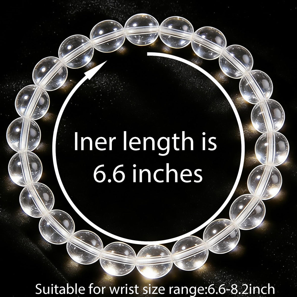 Cryhand Female 8mm Crystal Beaded Bracelets For Women Clear Quartz Bracelet for Men Handmade Lucky Money Stretchy Crystal Bracelets Best Gifts
