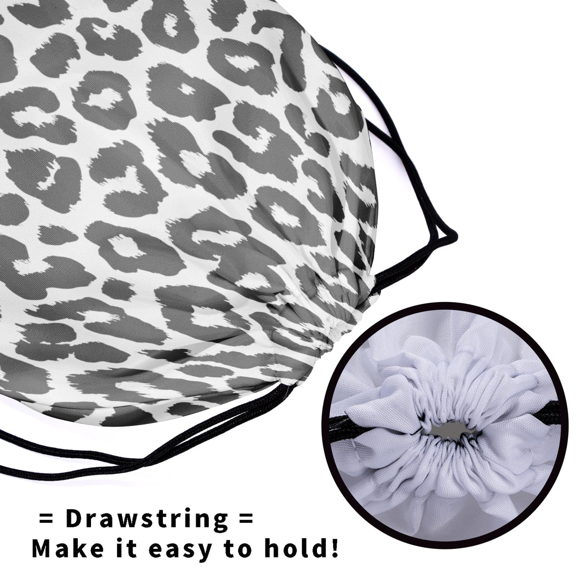 Nerxy Leopard Grip Bag - Grey Gymnastics Grip Bag Cheetah Print Gymnasts Gym Bag Drawstring Gift Bag Gym Storage Pouch for Sports Party Favors