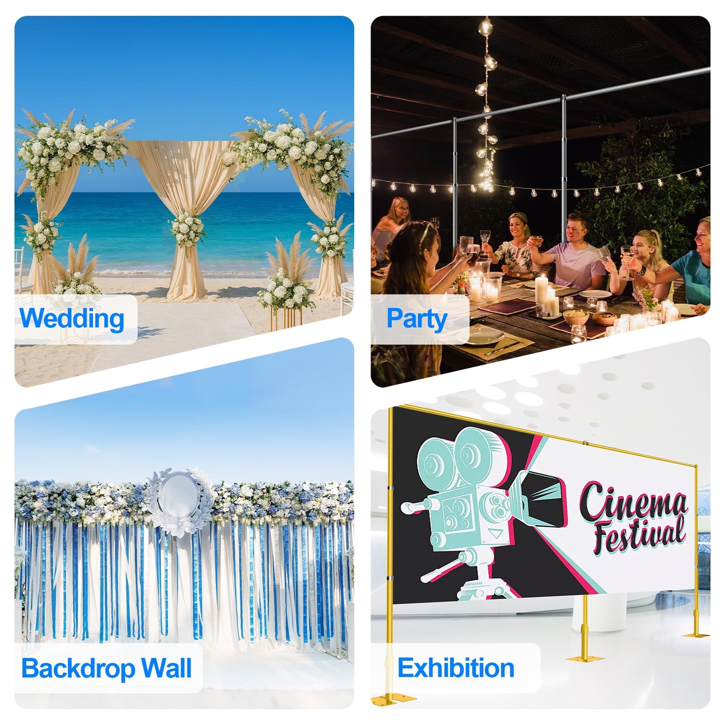 GLOSHOOTING Heavy Duty Backdrop Stand 8.9x20ft, Pipe and Drape Backdrop Stand Kit, Adjustable Metal Frame, Background Stand Backdrop for Wedding Photography Birthday Party Decorations