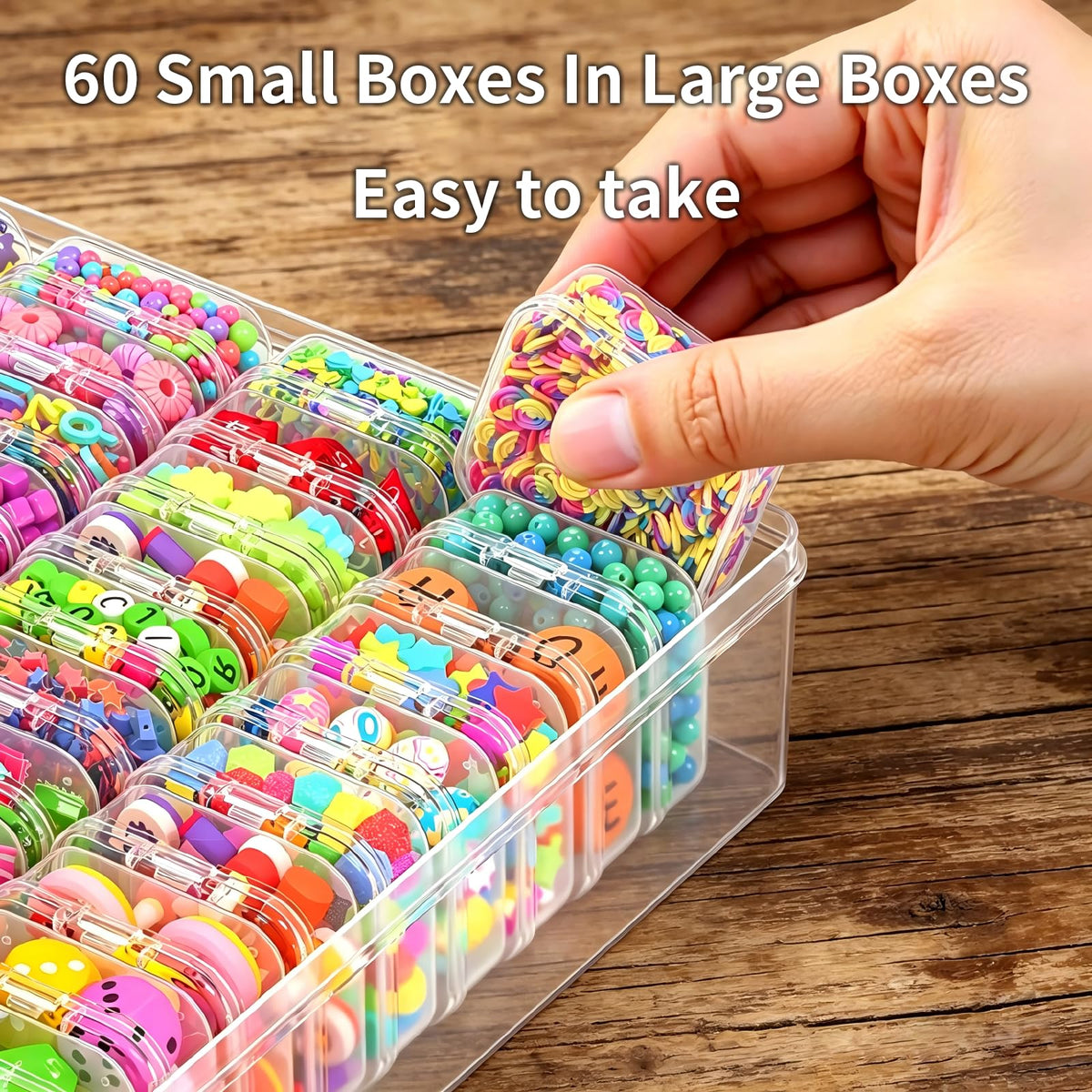 VANSUNS Bead Organizer Box, 61pcs Clear Plastic Storage Containers Set, Large Capacity Small Bead Organizers and Storage Cases with Labels, for Jewelry, Crafts, Diamonds Storage
