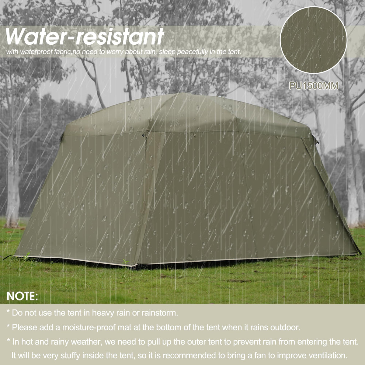 Vidalido 4-6 Person Camping Tent with 3 Door 2 Room Large Family Cabin Tents, Double Layer Waterproof Portable Glamping Tent, Big Tents for Outdoor Camping Hiking and Backpacking