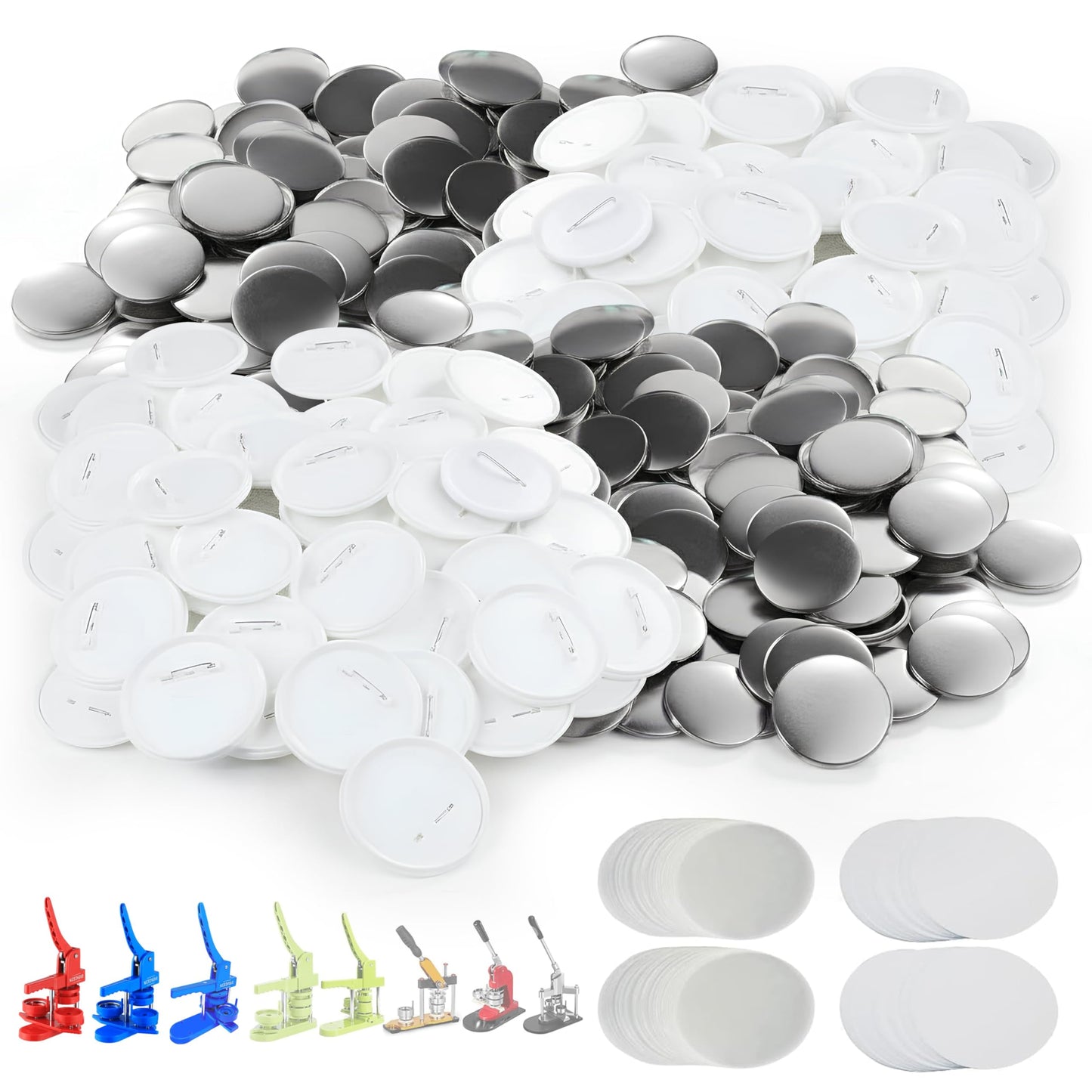 Nice2Have 100 Sets of Pinback Button Parts 2.25 inch (58mm) - Button Maker Supplies for Button Maker Machine
