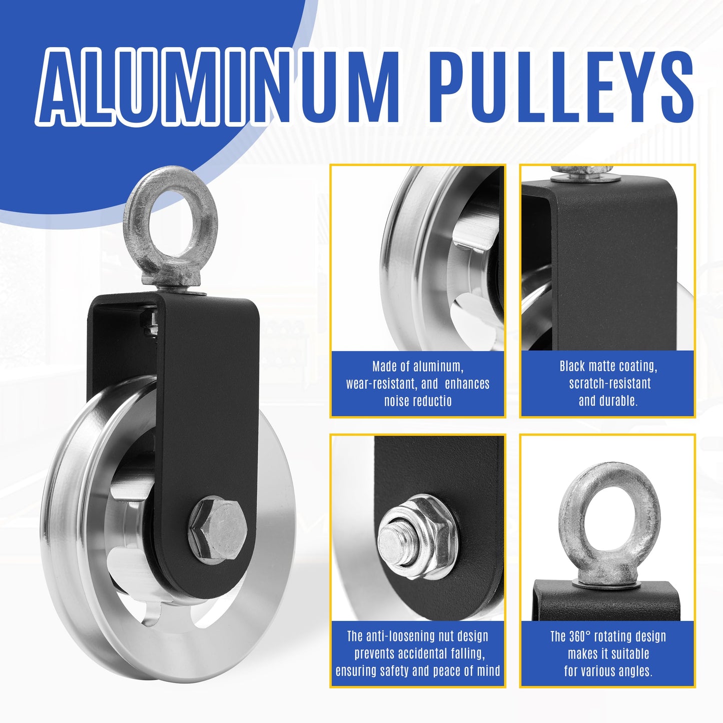 wantiekid Upgraded 90mm Aluminum Alloy Cable Pulley Wheel for Home Gym System, Heavy Duty with 600 LBS Max Load, Compatible with LAT Pulldown, Tricep Pushdown and Cable Machine Exercises（Two Package）