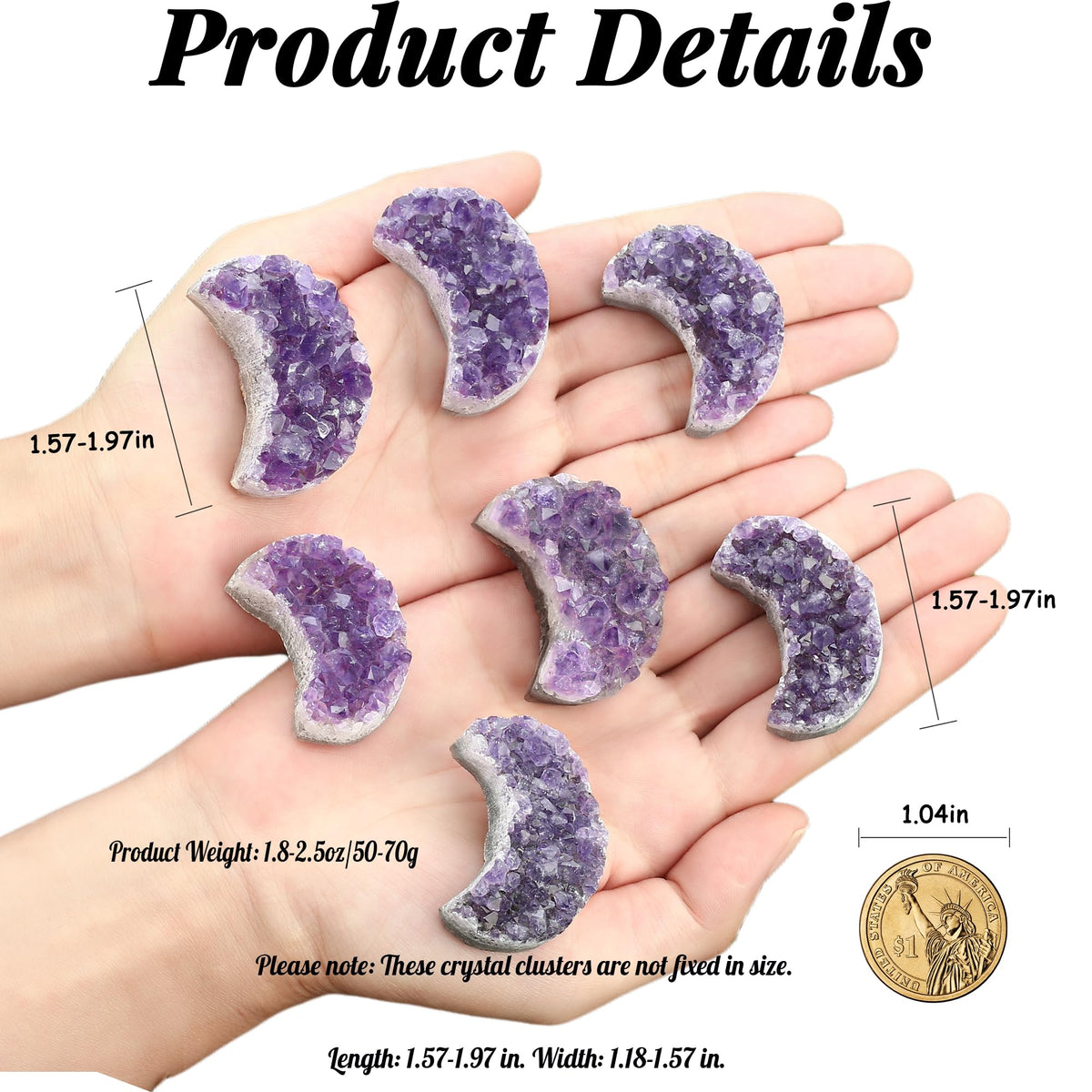 ZHIYUXI Moon Gifts Crystal Cluster Gemstones Amethyst Healing Crystals Moon Gifts for Women Gem Stone Rock Geode Protection Crystals Raw Stone Decor Energy Balance Reiki Home Decor