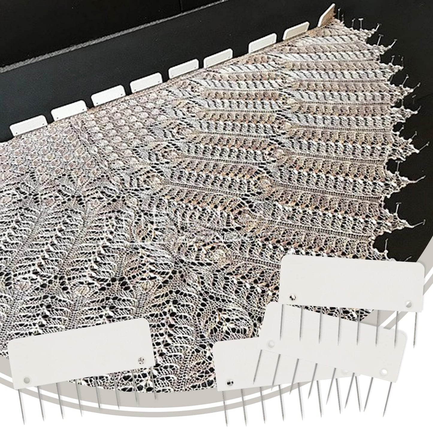 LAMXD 8 Pins Knit Blocking Pins Kit,Knit Blocking Combs – 32 Combs for Blocking Knitting, Crochet, Lace or Needlework Projects – for use with Blocking Mats for Knitting Mat…