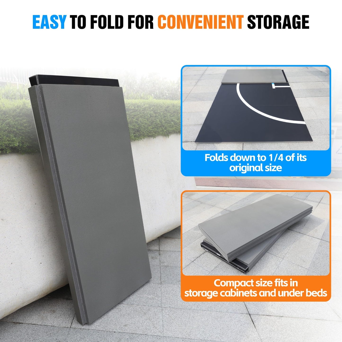 10' x 10' Martial Arts Mat, Foldable Wrestling & Grappling Mat with Thick XPE Foam, Non-Slip Home Gym Training Mat for BJJ, MMA, Judo & Fitness (10ft * 10ft * 1.2inch)