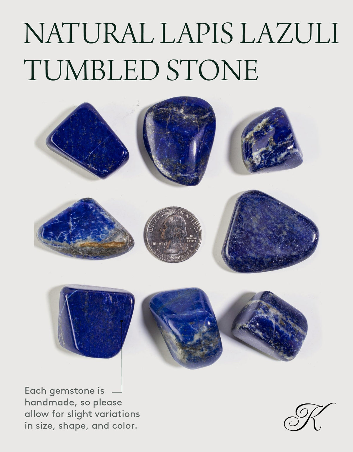 KALIFANO Tumbled Lapis Lazuli Bundle - AAA+ Jewelry Grade Reiki Crystal Used for Calming Anxiety - Piedras Caidas for Wicca/Healing - Information Card Included (Family Owned)