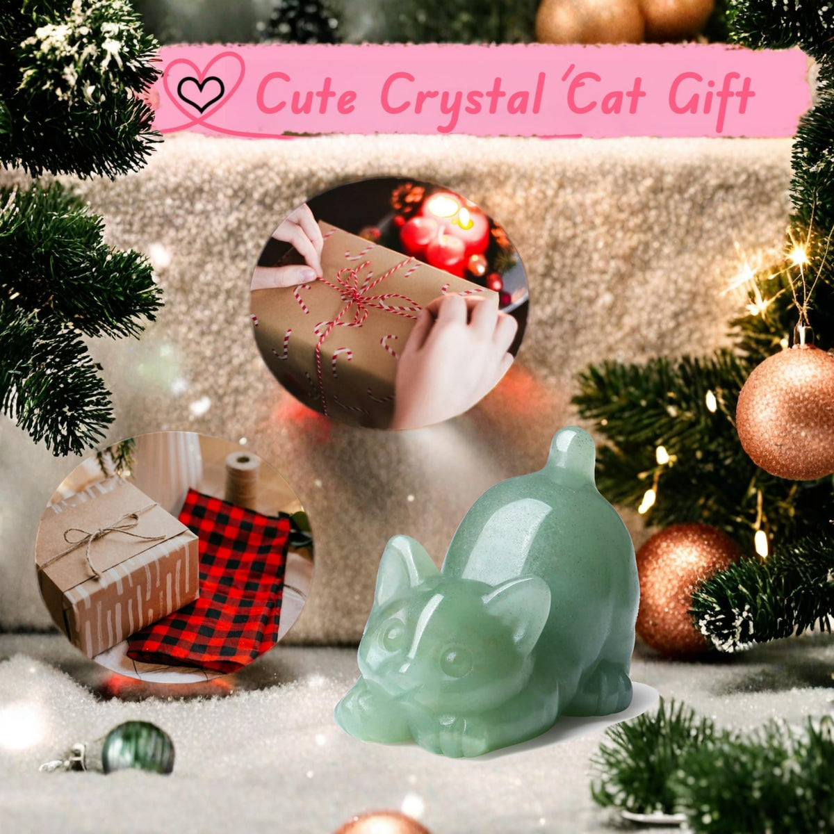 NUKAYAI 2" Green Aventurine Cat Figurine Decor Crystal Statue Carved Home Room Decor Figurines for Natural Lazy Gemstones Sculpture Handcrafted Healing Stone Office Spiritual Gifts for Cat Lovers