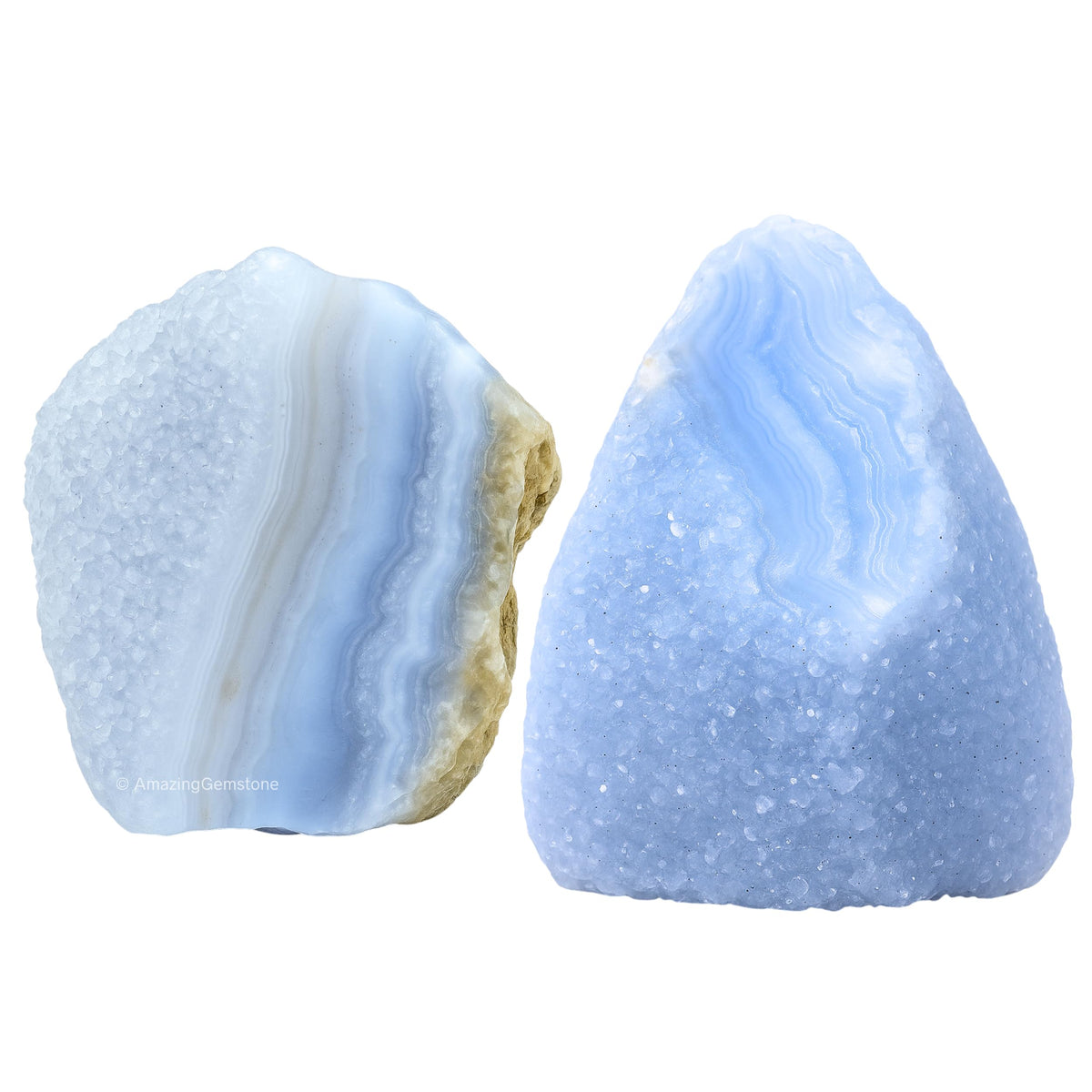 Amazing Gemstone Blue Lace Agate Raw Crystals and Healing Stones, Natural Rocks for Tumbling - DIY Raw Stones and Crystals, 2 Pieces