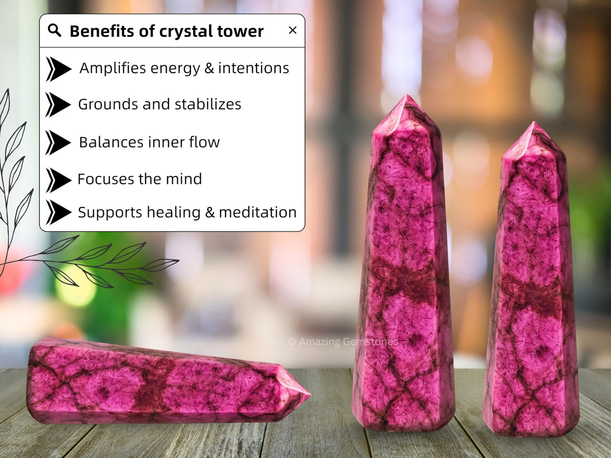 Amazing Gemstone Cobalt Calcite Crystal Towers - Natural Healing Crystal Point Obelisk for Reiki Healing and Crystal Grid (3" to 4" INCH)