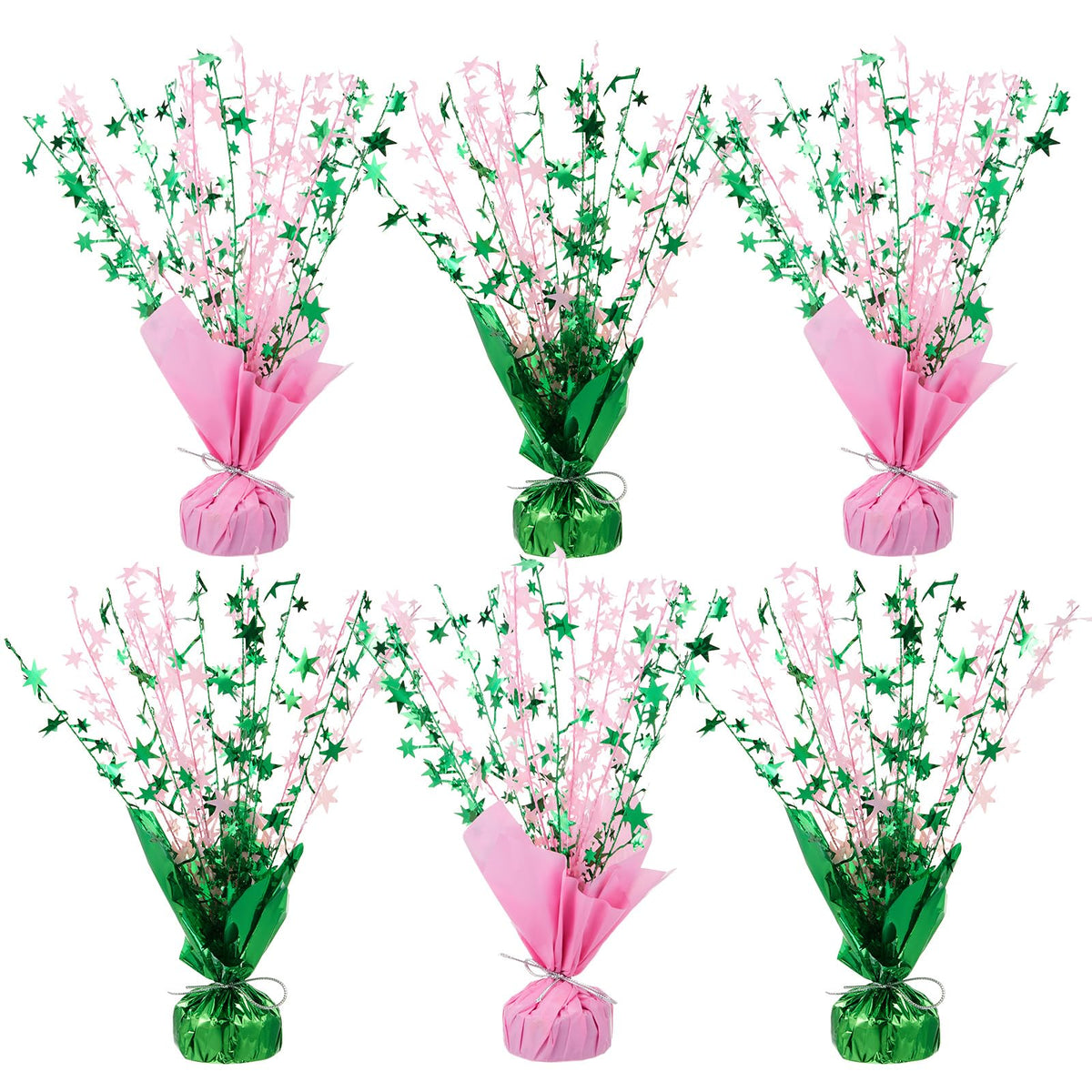 Geelin 6 Pack Witch Theme Party Supplies Pink and Green Metallic Foil Spray Centerpiece Star Table Decoration for Birthday Wedding Anniversary Graduation Holiday Party Supplies Decor