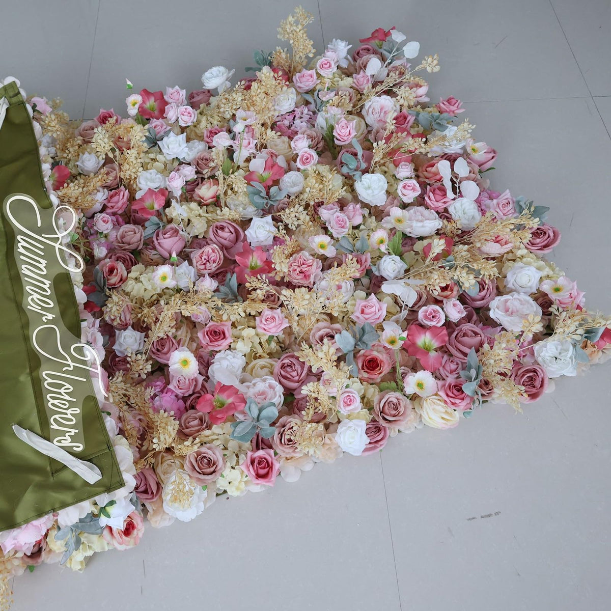 JIIPOREGJ Artificial Flower Wall Backdrop Panels,Handmade Romantic Large Wedding Backdrop 3D Floral Wall Fabric Flower Wall for Party Baby Shower Bridal Wedding Backgrou,One Color,1m*1m/3.28 * 3.28FT