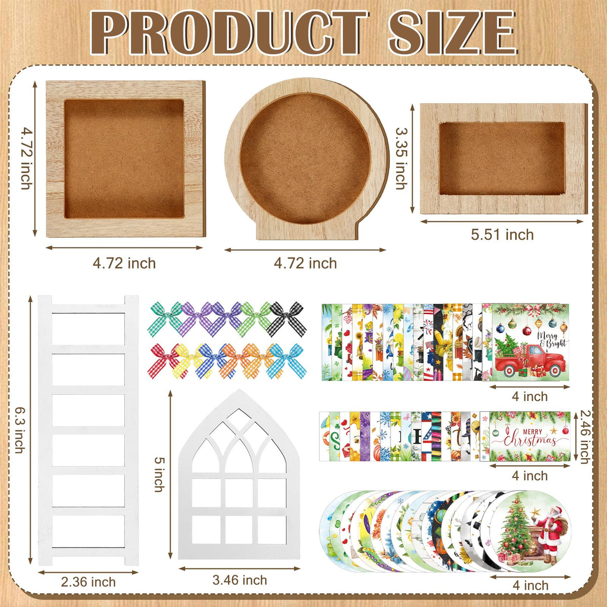 GlikCeil 95 Pcs Interchangeable All Season Tiered Tray Decor Set Summer Hawaii 4th of July Decorations Wooden Frames Ladders with Season Cards Bows for Independence Day Holiday Kitchen Home