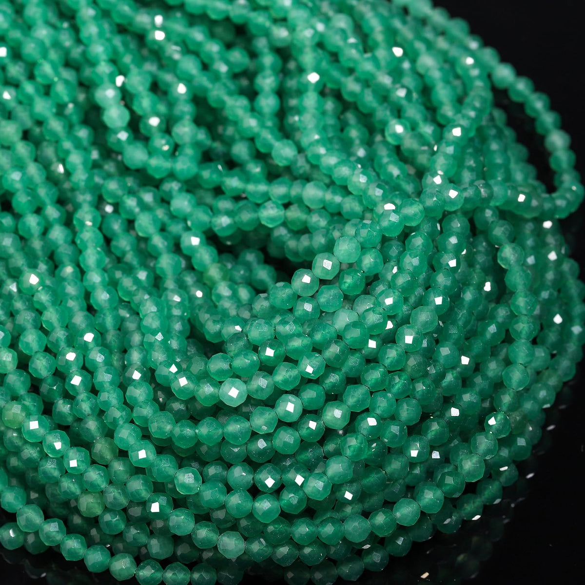 Song Xi 180pcs 2mm Natural Green Aventurine Gemstone Beads Faceted Round Loose Stone Beads for Jewelry Making (1 Strand)