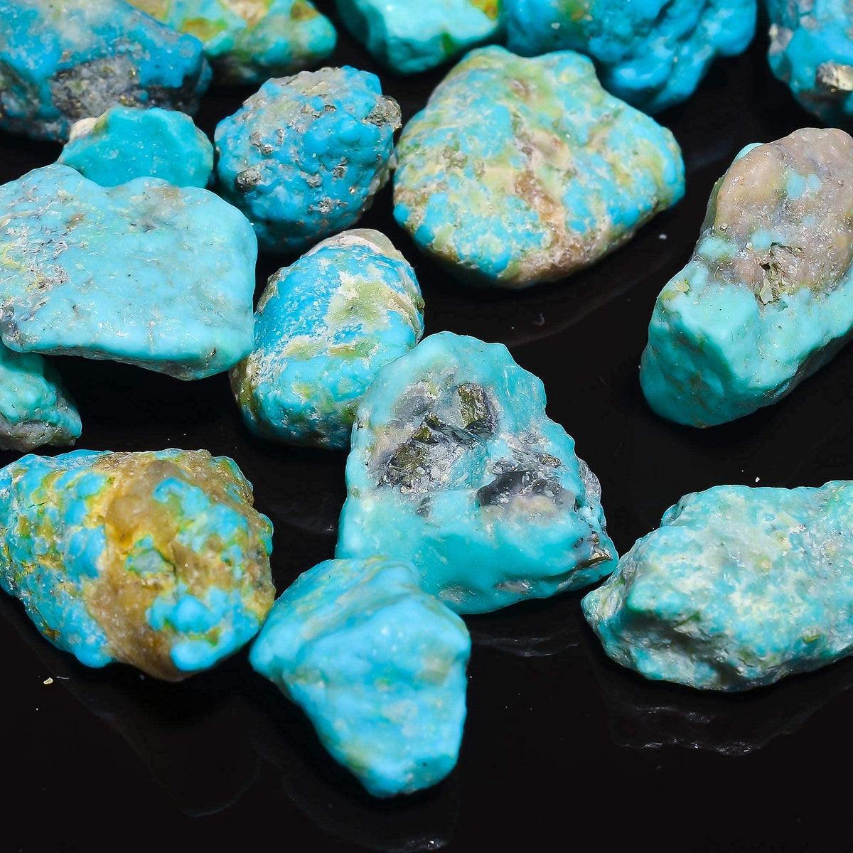 GEMKORA 25 cts, 4-5pcs, Genuine Raw Turquoise Stone, Loose Gemstone and Crystals, Wholesale Lot, Blue Rough Crystals, Turquoise Rock, Jewelry Making Supplies, DIY & Crafts [7-10mm]