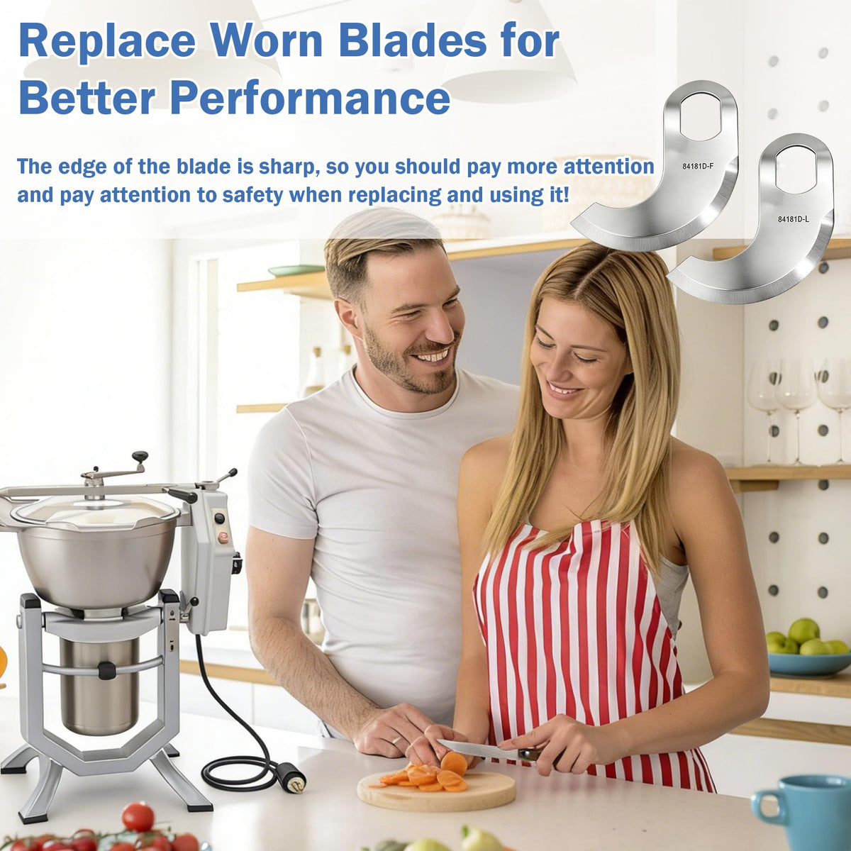 84181D Buffalo Chopper Blades Replacement for Hobart 8181, 8185, and 84186 Series Food Choppers 18" Bowl, Food Cutter Choppers Knives Replaces for Hobart 00-077372, 00-077373
