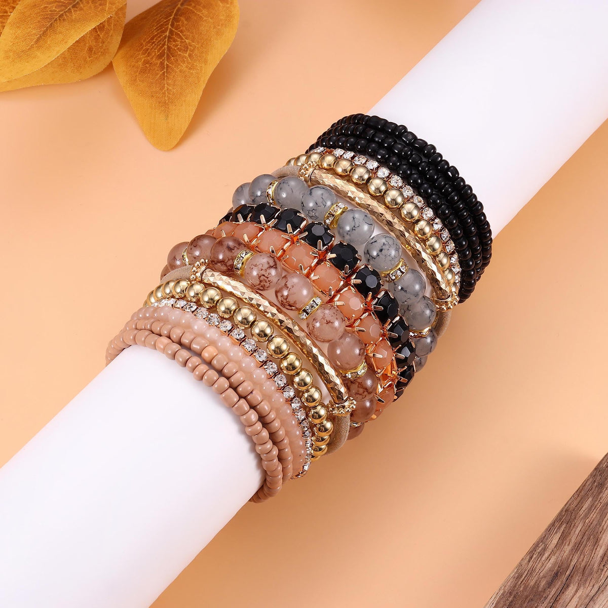MILACOLATO 4 Sets Boho Bracelets for Women Multi-Color Layered Stackable Natural Beaded Bracelets Adjustable Stretch Bohemian Bracelets A