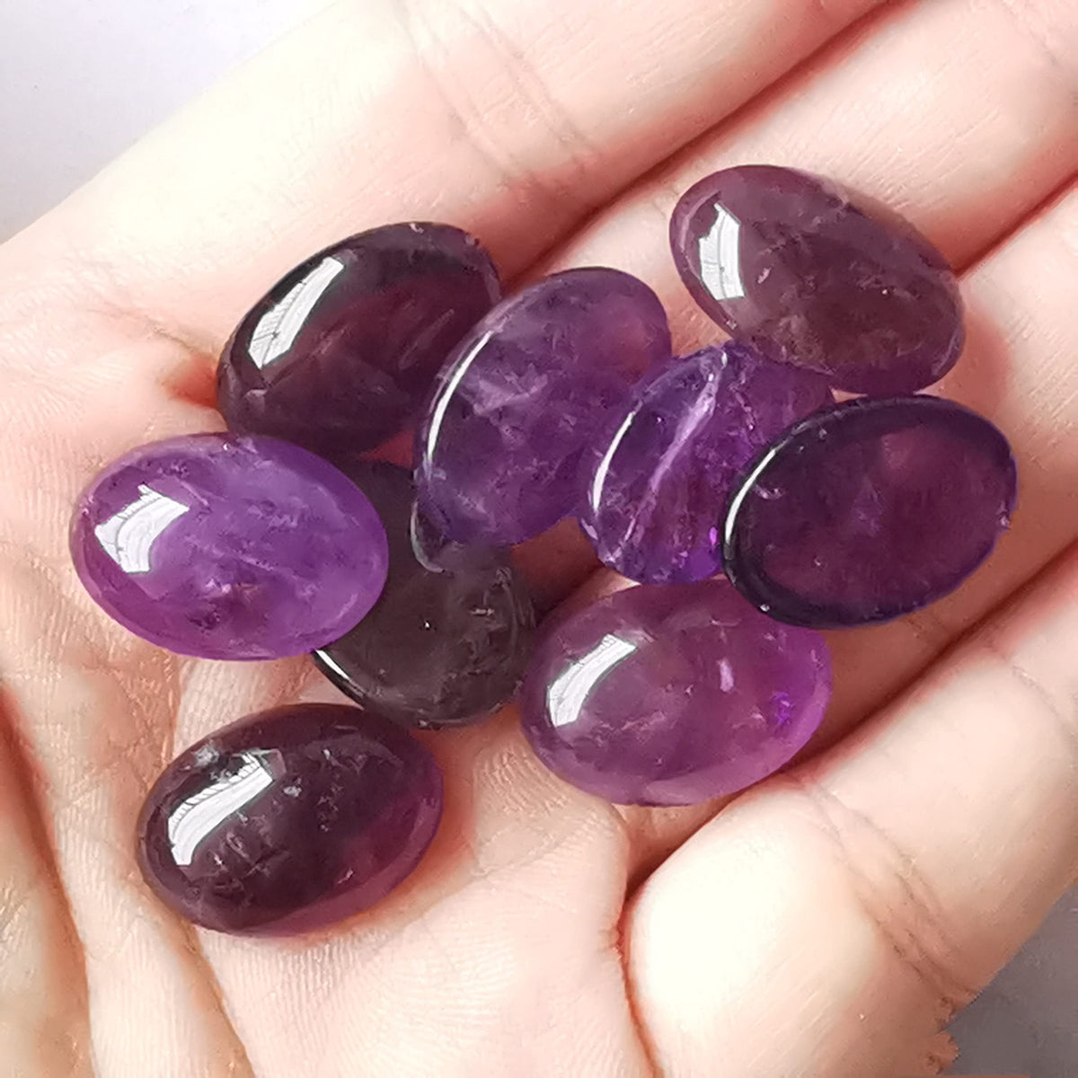 Bacatgem 7 Pcs Amethyst Oval Cabochons Flatback Crystal Stone Gemstones Beads for Jewelry Making DIY,18x13mm