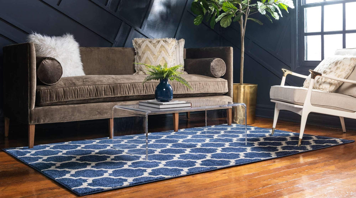 Unique Loom Trellis Collection Area Rug - Philadelphia (10' x 14' 1" Rectangle Dark Blue/Navy Blue)