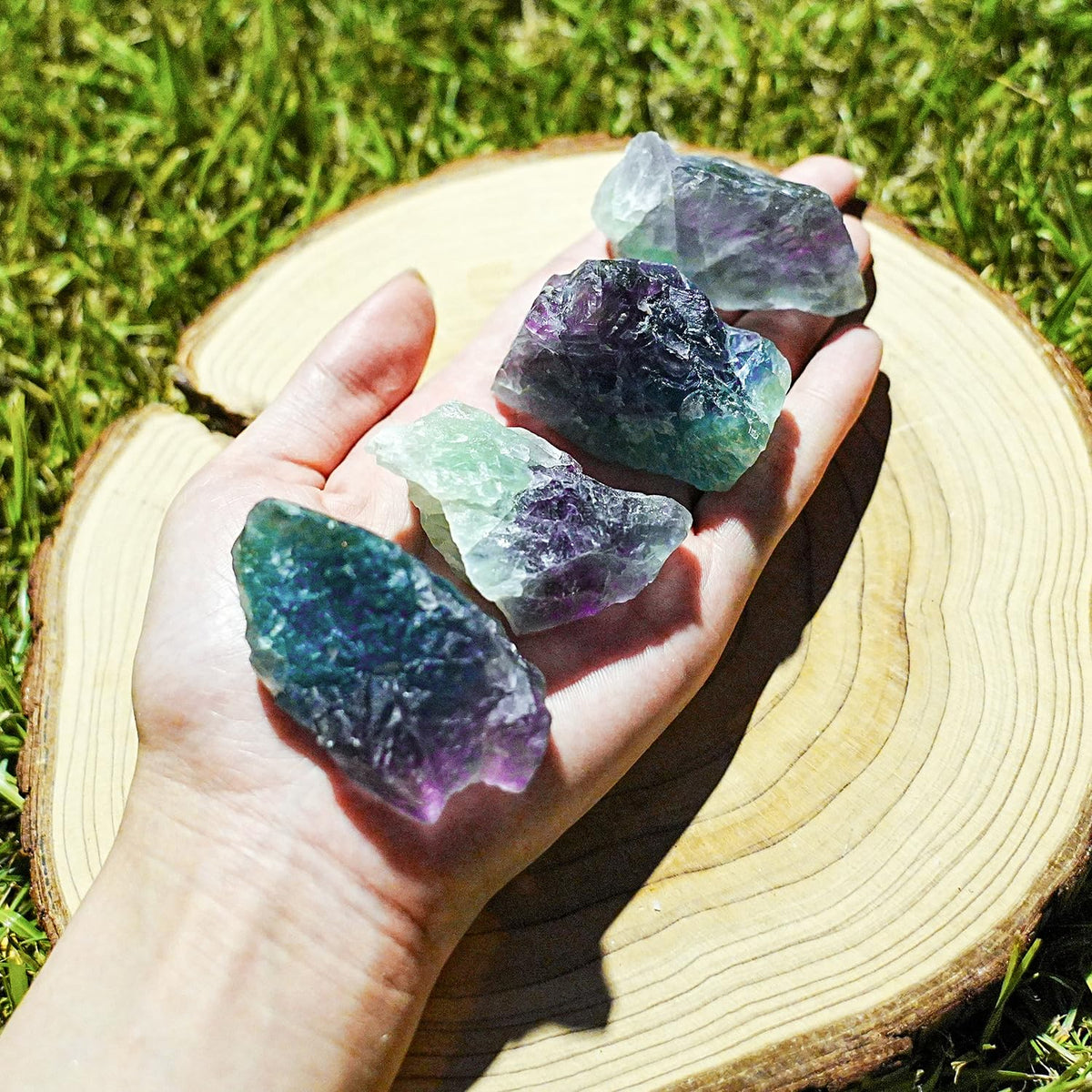 1 Lb Large Rough Fluorite Stone Raw Fluorite Crystal Stone Natural Rainbow Fluorite Purple Fluorite Healing Stones for Tumbling, Wire Wrapping, Wicca Reiki, Meditation