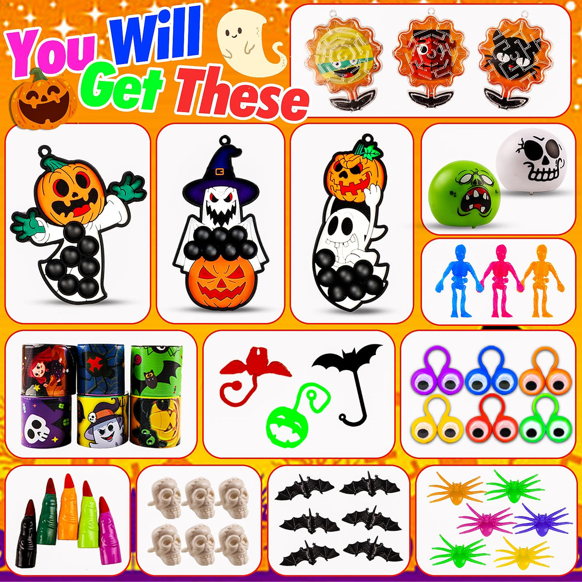 ChildFun 530 PCS Halloween Party Favors for Kids, Halloween Toys Bulk for Goodie Bags Fillers, Non-Candy Treats, Classroom Prizes, Halloween Gifts for Boys Girls