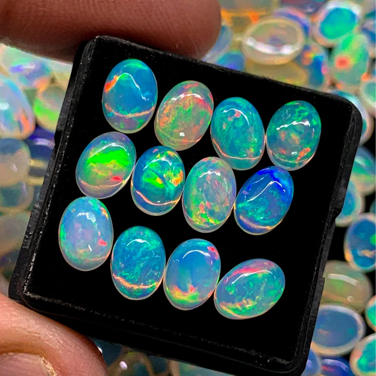 Natural 5Pcs AAA Calibrated Ethiopian Opal Gemstones Cabochons Lot 5x7 MM Multi Fire Welo Opal Stones for Jewelry Making Supplies Healing Crystals Gems Loose Gemstones