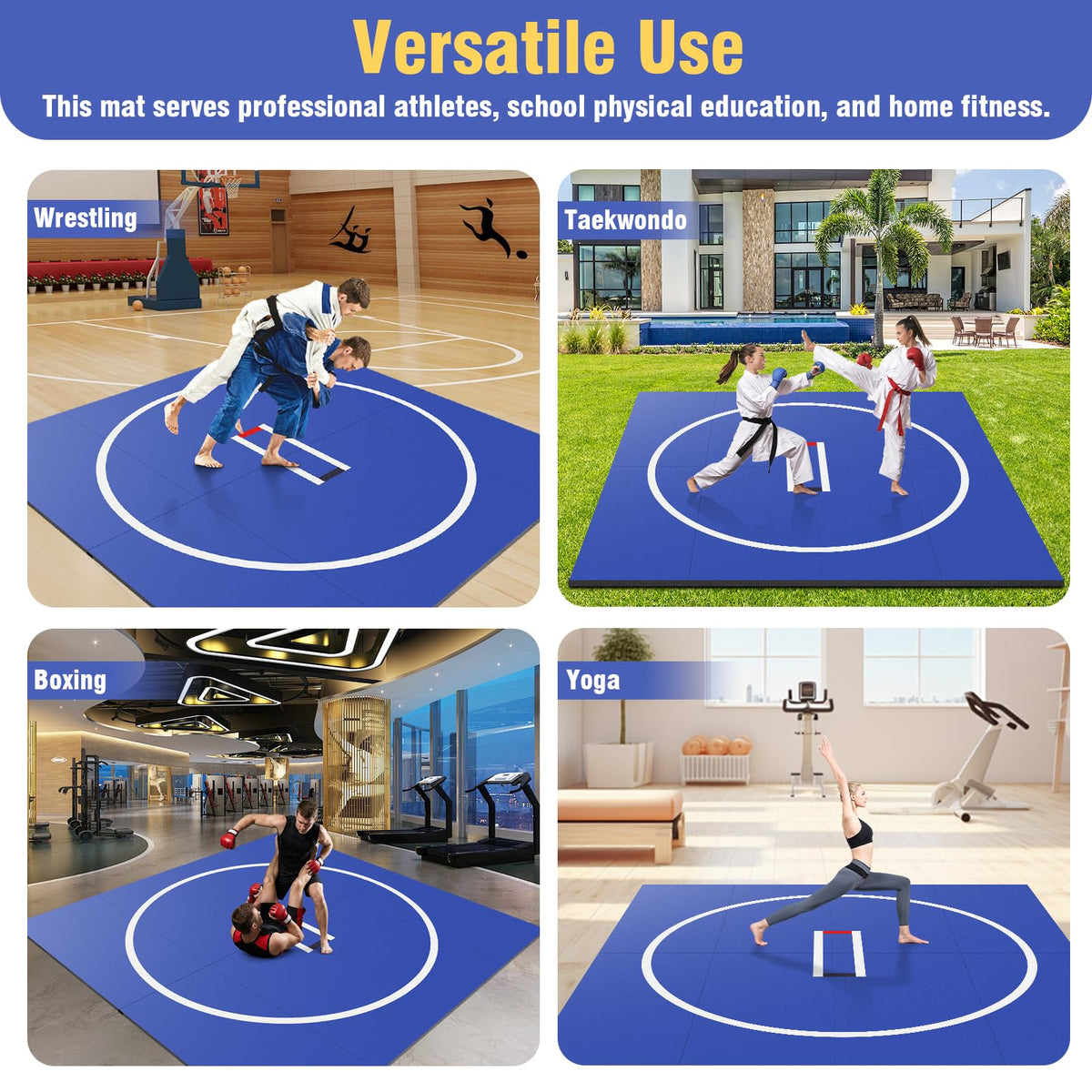 ETOYA Wrestling Mat 10'x10'/3 * 3m for Home Outdoor Indoor, 1.2" Thick Foldable XPE Jiu Jitsu Floor Exercise Mat for Martial Arts, MMA, Yoga, Kids Play & Gym Workouts