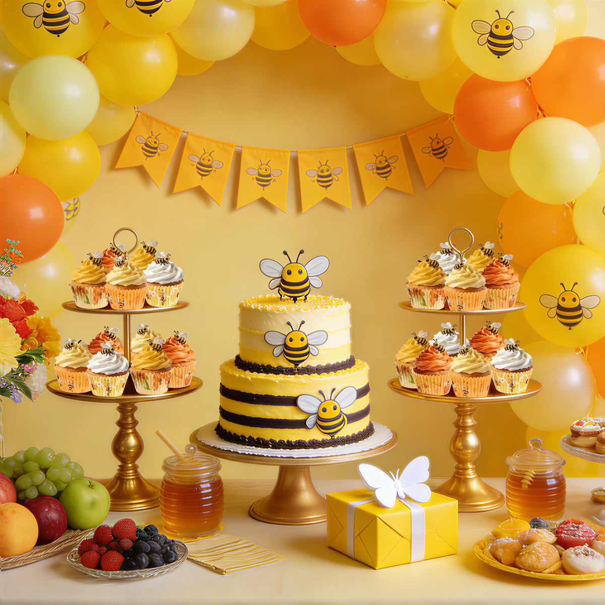 Glavatrix Bee Cupcake Liners, 200PCS Honey Bee Paper Baking Cups Yellow Muffin Cupcake Wrappers for Happy Bee Day Baby Shower Gender Reveal Spring Summer Garden Birthday Party Cake Dessert Decorations
