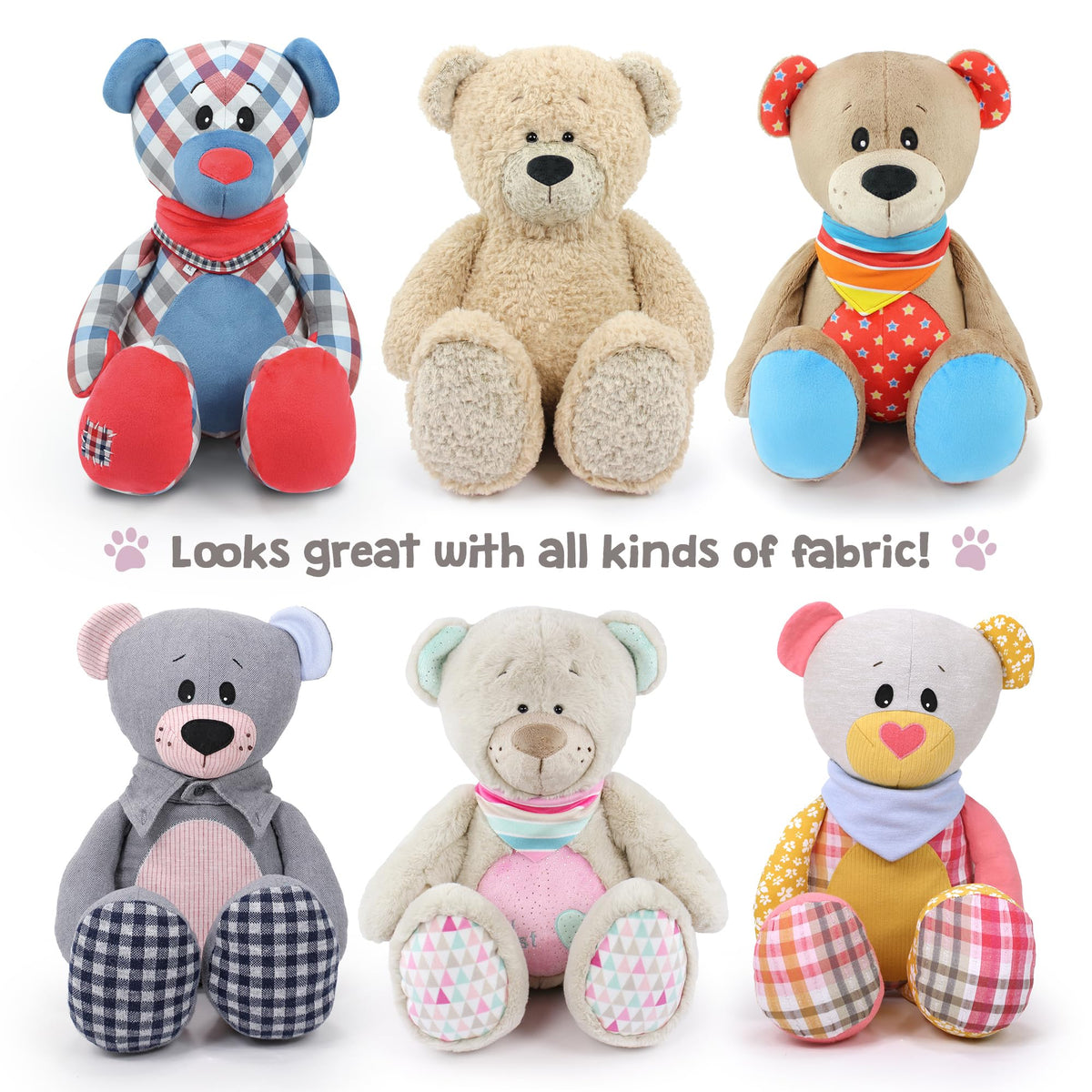 kullaloo Memory Bear Sewing Pattern – Stuffed Teddy Bear Plush Toy with Removable Collar, Shirt & Jacket | Memorial Bear Template with QR Video Tutorials, PES & SVG Files | Designed in Canada