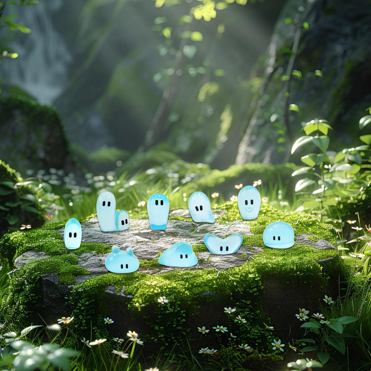 WOZADU 90 PCS Luminous Mini Resin Water Elves Figurines for Dollhouse Decoration Tiny Ghost Resin Miniature Things for Fairy Garden Micro Landscaping Decoration Cake Toppers Decor