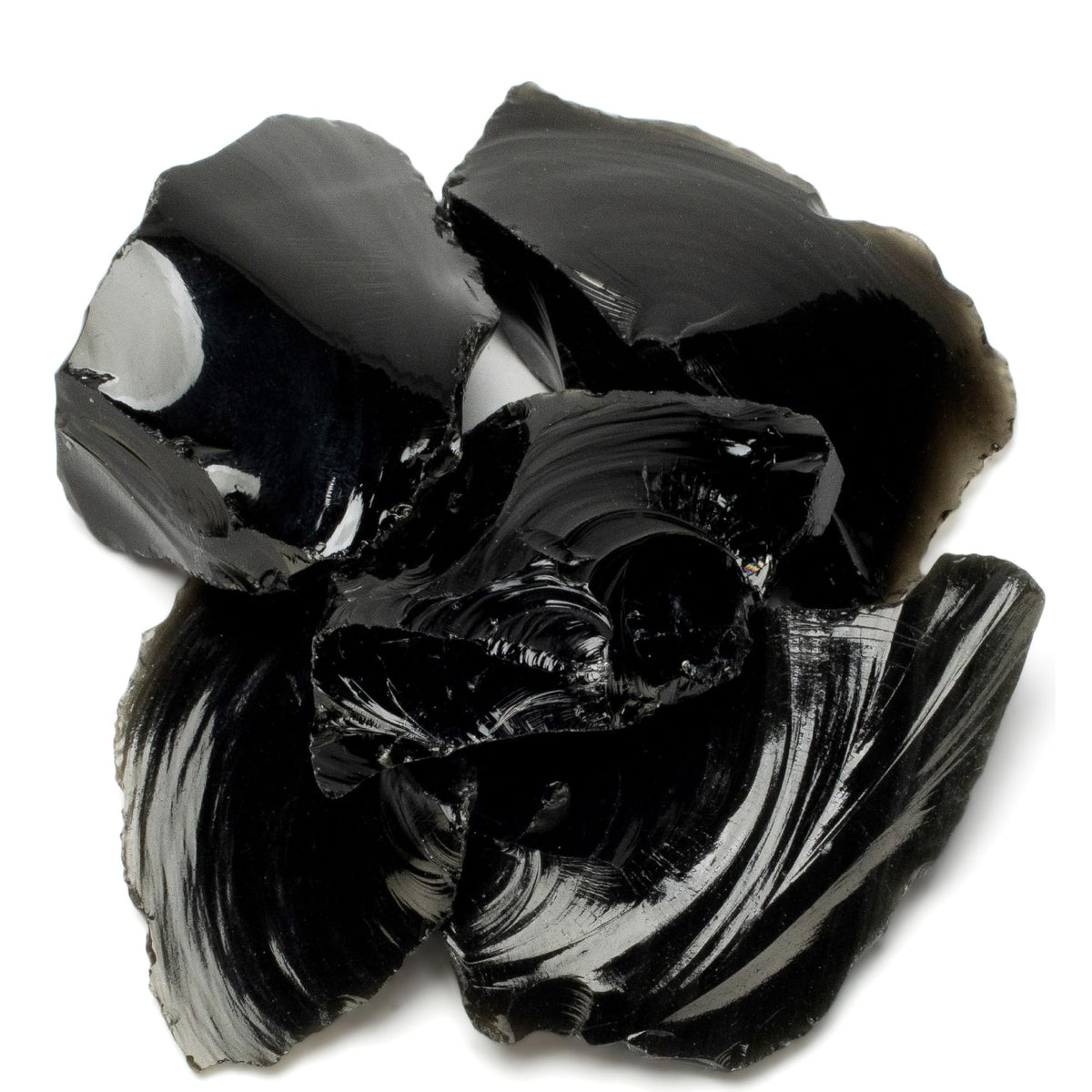 KALIFANO Rough Obsidian 5 Stone Bundle with Healing & Calming Effects - AAA Grade High Energy Raw Obsidiana - Reiki Crystal Used for Rock Lapidary (Family Owned and Operated)