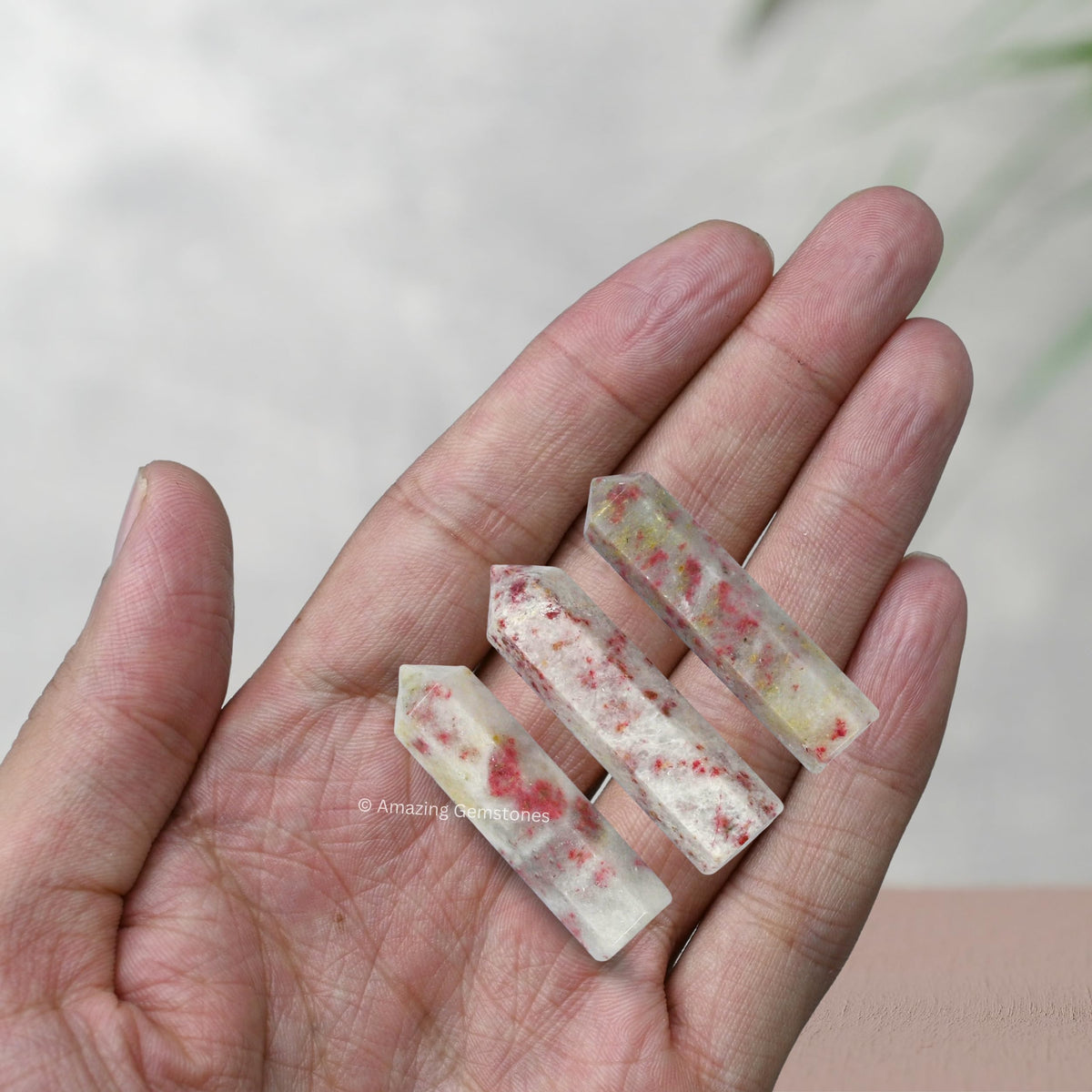 Amazing Gemstone Cinnabarite Crystal Points Bulk Healing Crystals - Pack of 3 Single Terminated Healing Wand Point Bulk Crystals for Crafts, Crystal Grid, DIY Work - Premium Crystals - Beginners Gift